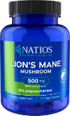NATIOS Lions Mane Extract, 500 mg, 30 polysaccharides, 90 veganských kapslí